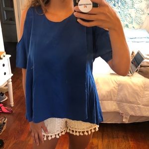 Blue off shoulder blouse